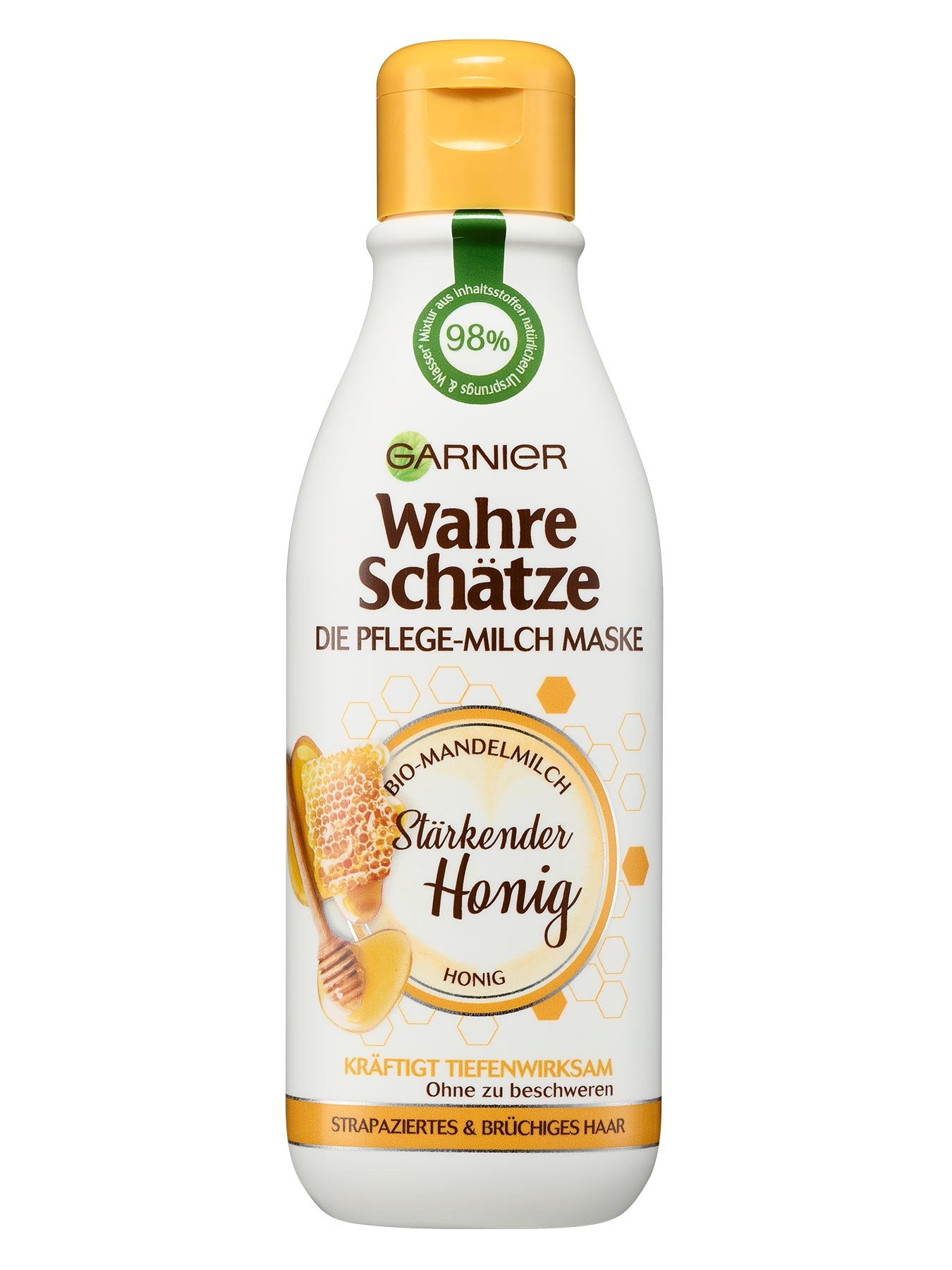 Pflegemilch-Maske-Wahre-Schaetze-Staerkender-Honig-250ml-Vorderseite-Garnier-Deutschland-gross